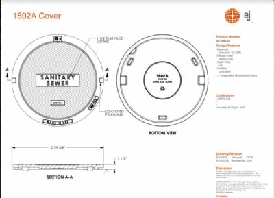 1892A Solid Cover Sanitary Sewer